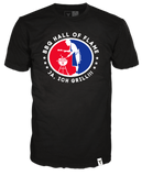 BBQ hall of Flame Print auf schwarzem Herren Shirt kurzarm mit Label am linken Saum der Marke 14ender American BBQ League