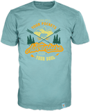 Wunderbares hell blau mit Advanture print Job & Soal, work life balance, das Kurzarm shirt mit schmalem Rundhals perfekt geschnitten, exklusiv veredelt durch zuätzliches Brandlabel am Saum