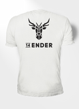 14ender Logoshirt monochrome white mit schwarzem Druck auf der Rückseite